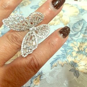 Silver plated butterfly ring